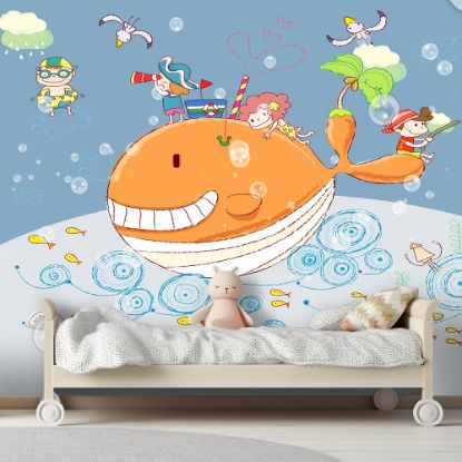 Picture of Hand Made Wallpaper Modern Minimalist Cartoon Children Background Wall