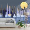 Picture of Hand Made Wallpaper Drawing Minimalist City Night View Illustration Children Room Tv Background Wall