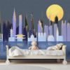 Picture of Hand Made Wallpaper Drawing Minimalist City Night View Illustration Children Room Tv Background Wall