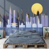 Picture of Hand Made Wallpaper Drawing Minimalist City Night View Illustration Children Room Tv Background Wall