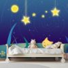 Picture of Hand Made Wallpaper Modern Fashion Cartoon Blue Moon Kitten Flowers And Grass Children's Room Background Wall