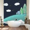 Picture of Hand Made Wallpaper Drawing Fantasy Illustration Whale Children Room Tv Background Wall