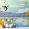 Picture of Hand Made Wallpaper Modern Personality Mountain Peaks Fresh Flowers In The Rain Water Duck Children's Room Background Wall