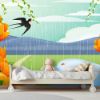 Picture of Hand Made Wallpaper Modern Personality Mountain Peaks Fresh Flowers In The Rain Water Duck Children's Room Background Wall