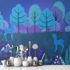 Picture of Hand Made Wallpaper Drawing Fantasy Cartoon Forest Flower Deer Children Room Background Wall