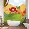 Picture of Hand Made Wallpaper Modern Cartoon Forest Pumpkin House Mushroom Children's Room Background Wall 