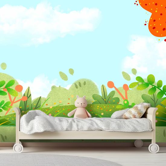 Picture of Hand Made Wallpaper Modern Cartoon Forest Grass  Children's Room Background Wall