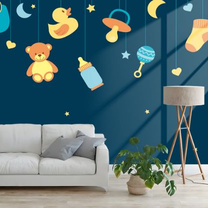 Picture of Hand Made Wallpaper Cartoon Baby Supplies Creative Wall Stickers Children's Room Background Decoration