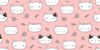 Picture of Hand Made Wallpaper Cute Adorable Cat Kitten Head On Pink Cartoon Doodle Seamless Pattern Background