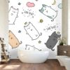 Picture of Hand Made Wallpaper Cute Adorable Cat Kitten Sleeping Cartoon Doodle Seamless Pattern Wallpaper Cover Banner