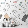 Picture of Hand Made Wallpaper Cute Adorable Cat Kitten Sleeping Cartoon Doodle Seamless Pattern Wallpaper Cover Banner