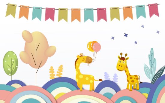 Picture of Hand Made Wallpaper Cartoon Small Fresh Animal Wall Stickers Wallpaper Children's Room Background