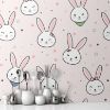 Picture of Hand Made Wallpaper Cute Adorable Rabbit Bunny Head Cartoon Doodle Seamless Pattern Wallpaper Cover Banner 