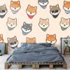 Picture of Hand Made Wallpaper 3D Wall Mural Cute Adorable Puppy Dog Shiba Inu Cartoon Doodle Seamless Pattern Wallpaper Cover Banner