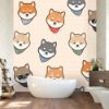 Picture of Hand Made Wallpaper 3D Wall Mural Cute Adorable Puppy Dog Shiba Inu Cartoon Doodle Seamless Pattern Wallpaper Cover Banner