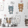 Picture of Hand Made Wallpaper 3D Wall Mural Cute Adorable Teddy Bear Cartoon Doodle Seamless Pattern Wallpaper Cover Banner