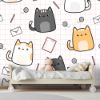 Picture of Hand Made Wallpaper 3D Wall Mural Cute Adorable Chubby Cat Kitten Cartoon Doodle Seamless Pattern Background