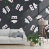 Picture of Hand Made Wallpaper 3D Wall Mural Seamless Pattern Panda Bear On Black Background, Kid Design Style, Vector Illustration