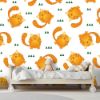 Picture of Hand Made Wallpaper 3D Wall Mural Seamless Pattern Cute Tiger Stripes Cat On White Background, Kid Design Style, Vector