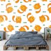 Picture of Hand Made Wallpaper 3D Wall Mural Seamless Pattern Cute Tiger Stripes Cat On White Background, Kid Design Style, Vector