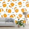 Picture of Hand Made Wallpaper 3D Wall Mural Seamless Pattern Cute Tiger Stripes Cat On White Background, Kid Design Style, Vector