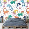 Picture of Hand Made Wallpaper 3D Wall Mural Dinosaurs Seamless Pattern For Kids, Creative Vector Childish Background