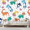 Picture of Hand Made Wallpaper 3D Wall Mural Dinosaurs Seamless Pattern For Kids, Creative Vector Childish Background