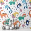 Picture of Hand Made Wallpaper 3D Wall Mural Dinosaurs Seamless Pattern For Kids, Creative Vector Childish Background