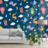 Picture of Hand Made Wallpaper 3D Wall Mural Dinosaurs Seamless Pattern For Kids, Creative Vector Childish Background