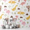 Picture of Hand Made Wallpaper 3D Wall Mural Dinosaurs Seamless Pattern For Kids, Creative Vector Childish Background