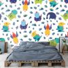 Picture of Hand Made Wallpaper 3D Wall Mural Dinosaurs Seamless Pattern For Kids, Creative Vector Childish Background