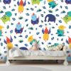 Picture of Hand Made Wallpaper 3D Wall Mural Dinosaurs Seamless Pattern For Kids, Creative Vector Childish Background