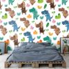 Picture of Hand Made Wallpaper 3D Wall Mural Dinosaurs Seamless Pattern For Kids, Creative Vector Childish Background