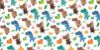 Picture of Hand Made Wallpaper 3D Wall Mural Dinosaurs Seamless Pattern For Kids, Creative Vector Childish Background