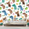 Picture of Hand Made Wallpaper 3D Wall Mural Dinosaurs Seamless Pattern For Kids, Creative Vector Childish Background