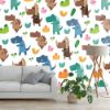 Picture of Hand Made Wallpaper 3D Wall Mural Dinosaurs Seamless Pattern For Kids, Creative Vector Childish Background