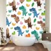 Picture of Hand Made Wallpaper 3D Wall Mural Dinosaurs Seamless Pattern For Kids, Creative Vector Childish Background