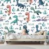 Picture of Hand Made Wallpaper 3D Wall Mural Dinosaurs Seamless Pattern For Kids, Creative Vector Childish Background