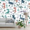 Picture of Hand Made Wallpaper 3D Wall Mural Dinosaurs Seamless Pattern For Kids, Creative Vector Childish Background