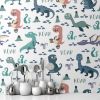 Picture of Hand Made Wallpaper 3D Wall Mural Dinosaurs Seamless Pattern For Kids, Creative Vector Childish Background