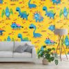 Picture of Hand Made Wallpaper 3D Wall Mural Dinosaurs Seamless Pattern For Kids, Creative Vector Childish Background