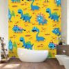 Picture of Hand Made Wallpaper 3D Wall Mural Dinosaurs Seamless Pattern For Kids, Creative Vector Childish Background