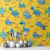 Picture of Hand Made Wallpaper 3D Wall Mural Dinosaurs Seamless Pattern For Kids, Creative Vector Childish Background