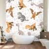 Picture of Hand Made Wallpaper 3D Wall Mural Dinosaurs Seamless Pattern For Kids, Creative Vector Childish Background