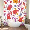 Picture of Hand Made Wallpaper 3D Wall Mural Dinosaurs Seamless Pattern For Kids, Creative Vector Childish Background