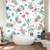 Picture of Hand Made Wallpaper 3D Wall Mural Dinosaurs Seamless Pattern For Kids, Creative Vector Childish Background