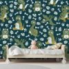 Picture of Hand Made Wallpaper 3D Wall Mural Dinosaurs Seamless Pattern For Kids, Creative Vector Childish Background