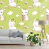 Picture of Hand Made Wallpaper 3D Wall Mural Unicorn Light Green Seamless Pattern For Kids Things