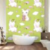 Picture of Hand Made Wallpaper 3D Wall Mural Unicorn Light Green Seamless Pattern For Kids Things