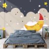 Picture of Hand Made Wallpaper 3D Wall Mural Cartoon Golden Moon Expression Stars Children's Room Wall Decoration